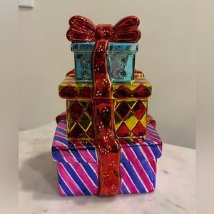 Christopher Radko Stacked Presents Ceramic Tower Box